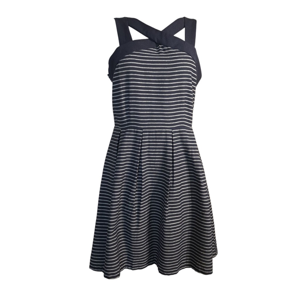 She + Sky Women's Striped Dress Sizeโ M Sleeveless Blue/White Fit & Flare Zipper